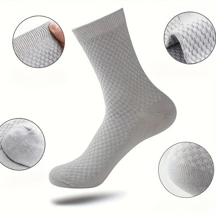 Men's Bamboo Fiber Mid Calf Socks 5 Pairs Breathable Warm