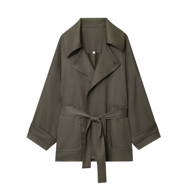 Women's Belt Coat Pleated Trousers Main Image