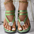 Floral Pattern Flip-Flops Comfortable Casual Summer Beach Slippers - Anklet Not Included