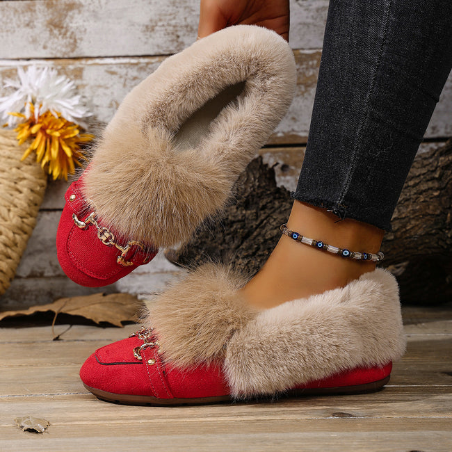 Cotton-padded With Velvet Lightweight And Comfortable Skin-friendly Plush Comfortable Versatile Women's Shoes Main Image