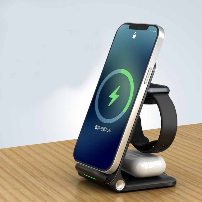 Desktop Vertical Multifunctional Three-in-one Wireless Charger Hover Image