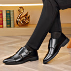 Large Size Soft Bottom Men's All-match Metal Slip-on Leather Shoes