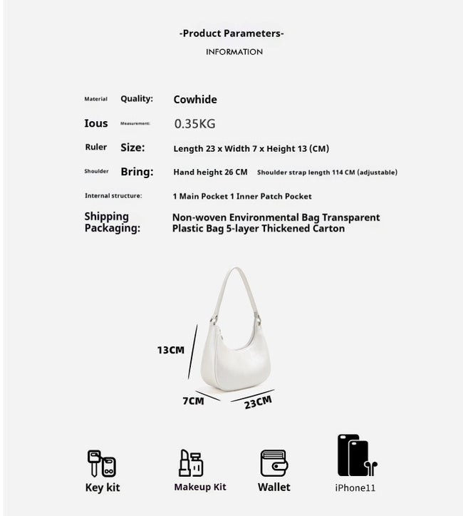 Chinese Style White One Shoulder Crossbody Moon Bag Main Image