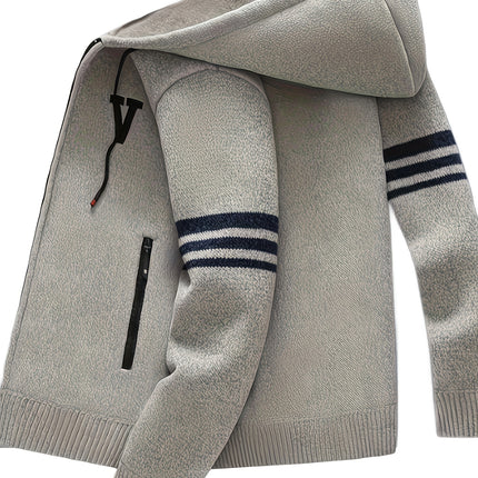 Mens Heavyweight Hooded Zip Sweater Winter Jacket Coat