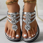 Floral Pattern Flip Flops, Comfortable And Casual Summer Beach Slippers