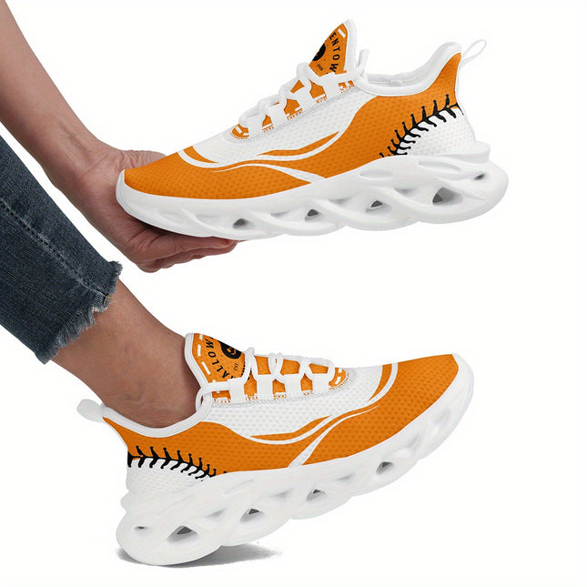 Mens Plus Size Baseball Inspired Athletic Sneakers Orange