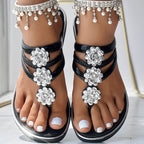 Floral Pattern Flip Flops, Comfortable And Casual Summer Beach Slippers