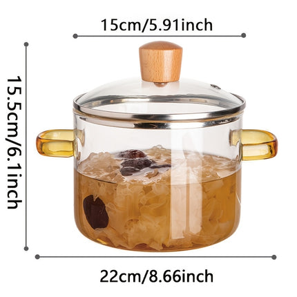 54oz Borosilicate Glass Cooker With Yellow Handle For Soup
