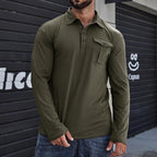 Lapel European And American Men's Shirt Solid Color Long Sleeve