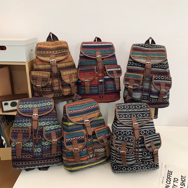 Large Capacity Contrast Color Scheme National Style Trendy Backpack Hover Image