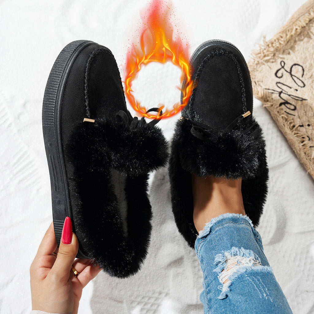 Round Head Thick Bottom Velvet Padded Plus Size Women's Snow Boots