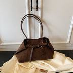 Retro Frosted Suede Tote Bag For Women Large Capacity Shoulder Bag