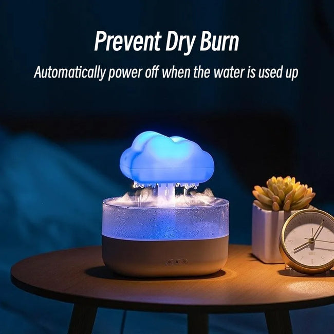 Rain Cloud Night Light Humidifier With Raining Water Drop Sound And 7 Color Led Light Essential Oil Diffuser Aromatherapy Main Image