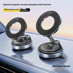 Magnetic Phone Holder With Vacuum Suction Foldable Adjustable Car Mount Magnetic Bracket Suction Nonslip For Busy Commuters
