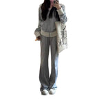 Version Of Chanel's Style Casual Multicolor Coat Wide Leg Trousers Two-piece Set