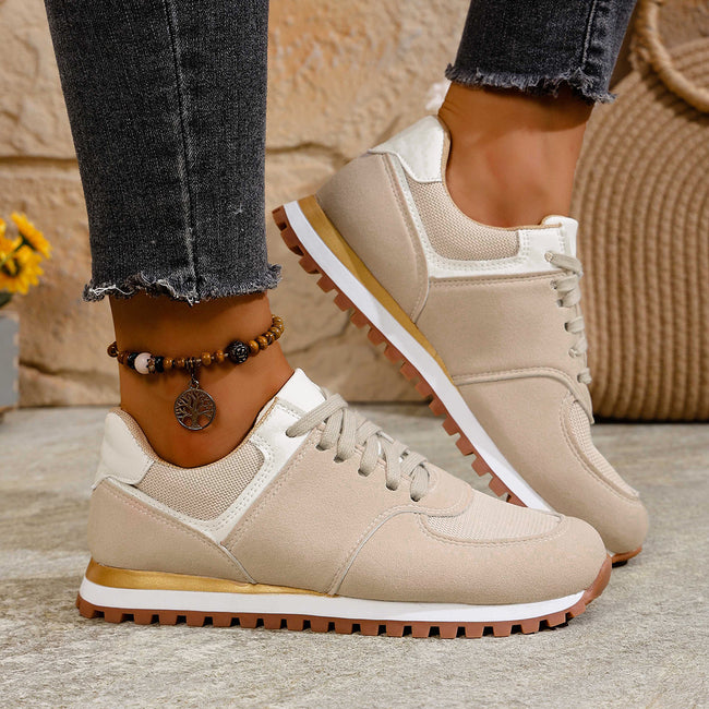 Women's Canvas Round Toe Shallow Mouth Lace-up Casual Shoes Main Image