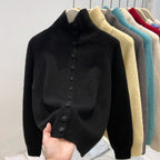 Women's Turtleneck Single-breasted Cardigan Loose And Lazy Style Knitted Sweater