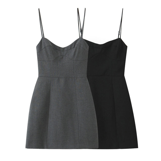 Women's Waist Trimming Spaghetti Straps Short Dress Hover Image