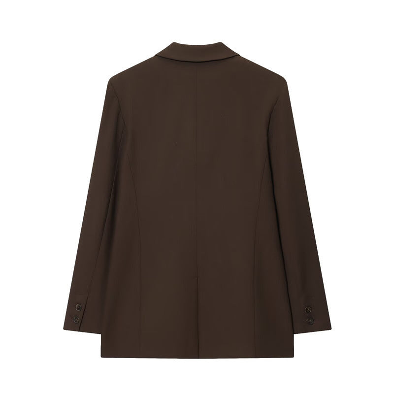 Pleated Padded Shoulder With Straight-leg Pants Coat