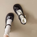 French Style Vintage Mary Jane Small Leather Shoes For Women