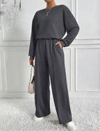Women's Round Neck Long-sleeved Trousers Temperament Twinset