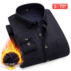 Autumn And Winter Warm Shirt Men's Long Sleeve Middle-aged Fleece Lined Padded Shirt