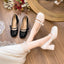 Chunky Heel Round Toe Wedding Temperament Red Mary Jane Shoes