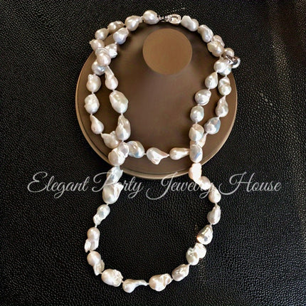 Freshwater Oversized Baroque Pearl Necklace Luxury Fashion