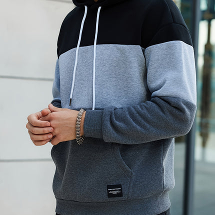 Men's Color Block Hoodie Sweatshirt Loose Fit With Pockets