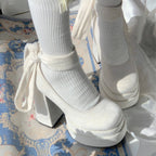 Women's Fashion Cross Lace-up Mary Jane High Heels