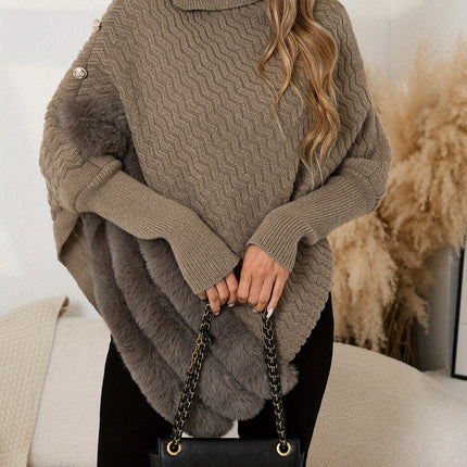 Womens High Neck Batwing Sweater Button Front Closure