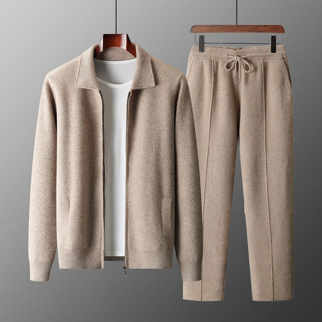 Men's Loose Lapels Thickened Oversized Knit Cardigan Suit Hover Image