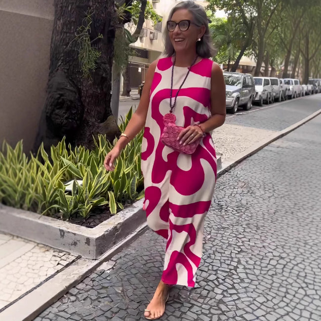 New V-neck Printed Sleeveless Dress Casual Main Image