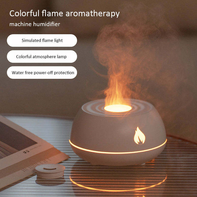 Flame Humidifier Aromatherapy Diffuser 7 Colors Light Home Air Humidifier 130ML USB Room Fragrance Essential Oil Diffuser Hover Image
