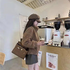 Top Long Sleeve Faux Cashmere Stand Collar Small Coat