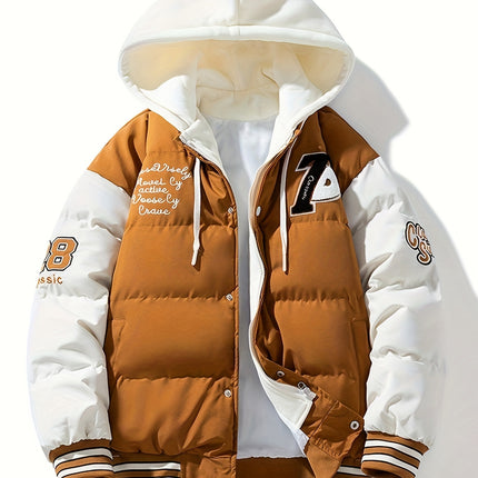 Men's Heavyweight Full Zip Hooded Jacket Two Tone Colorblock
