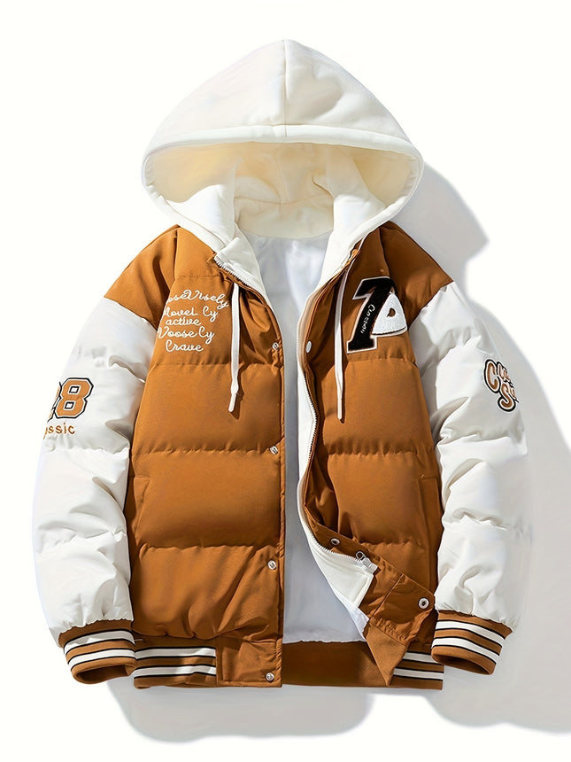Men's Heavyweight Full Zip Hooded Jacket Two Tone Colorblock