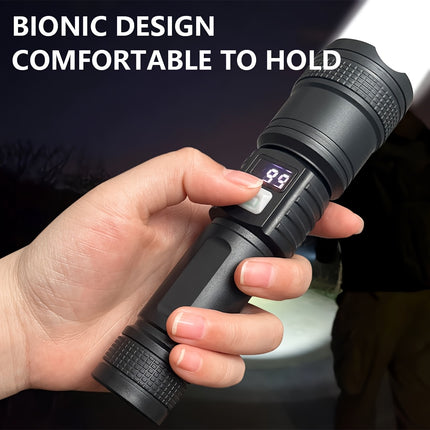 Rechargeable Tactical LED Flashlight 3 Modes Digital Display