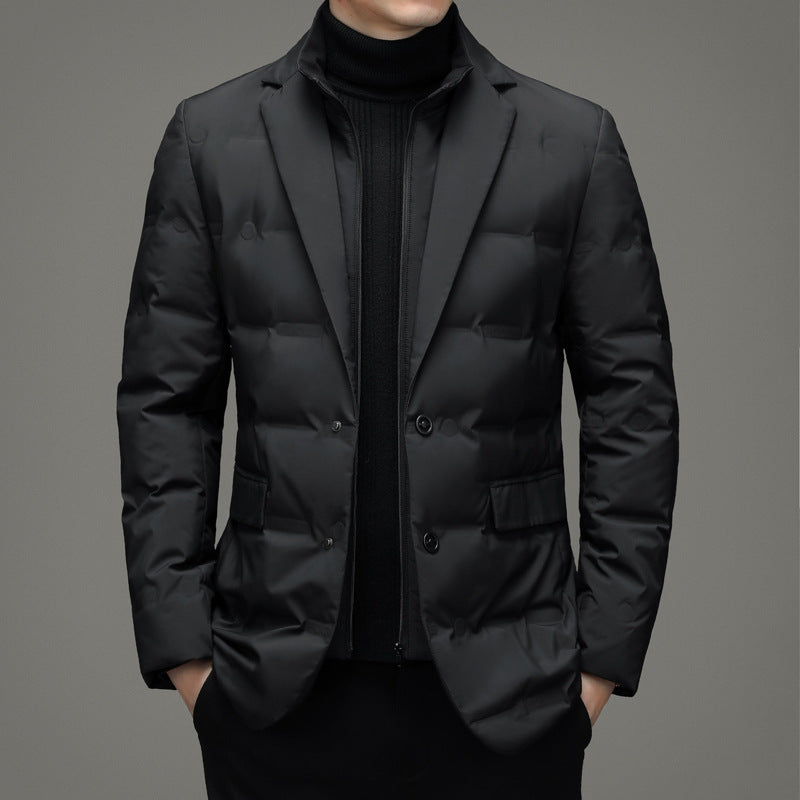 Winter Men's Cold-proof Down Jacket Coat Suit Scarf Collar