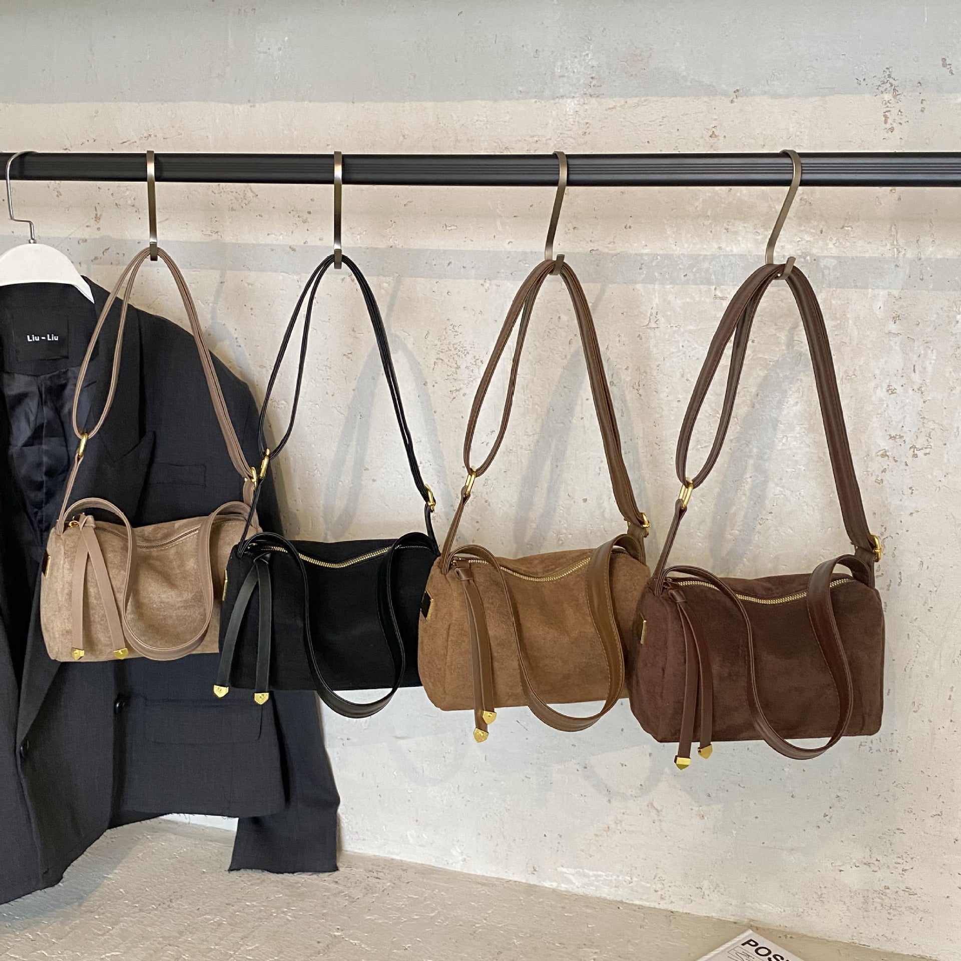 Leather Women's Vintage Suede Underarm Bag