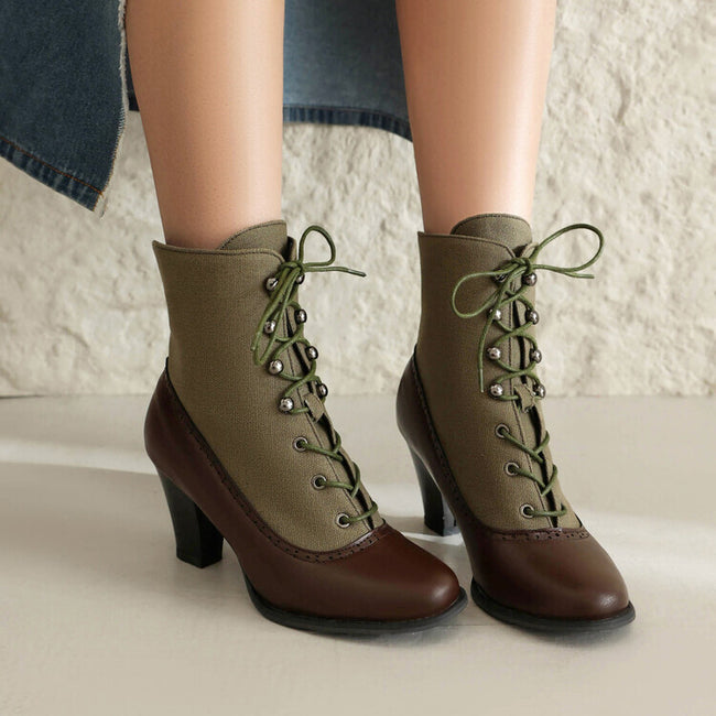 Retro British Style Cone-shaped Heel Martin Boots Hover Image