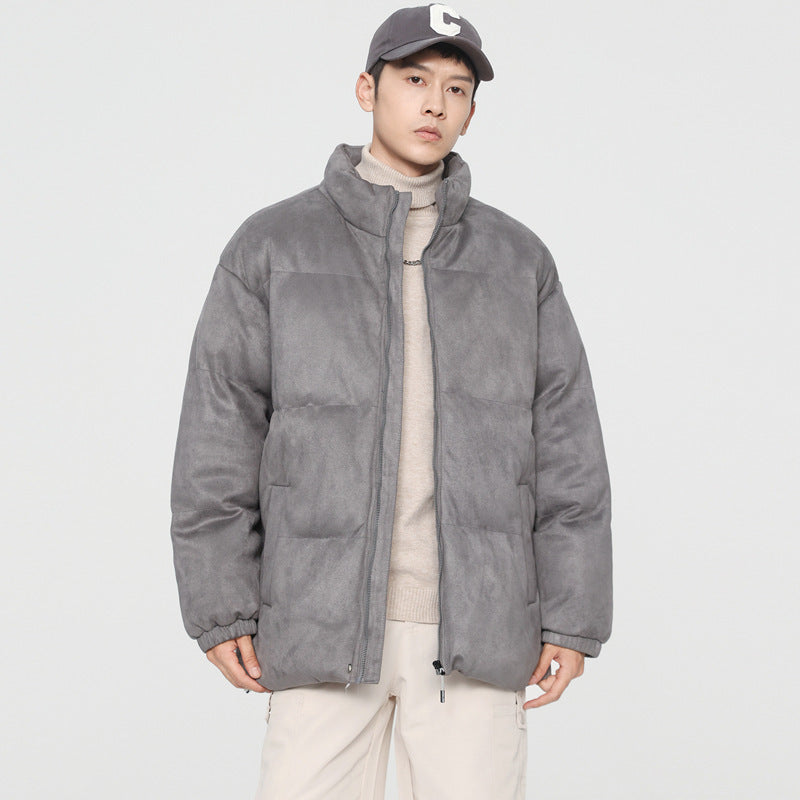 Stand Collar Deerskin Velvet Loose Windproof Warm Quilted Jacket High Quality Trendy Wild Protection