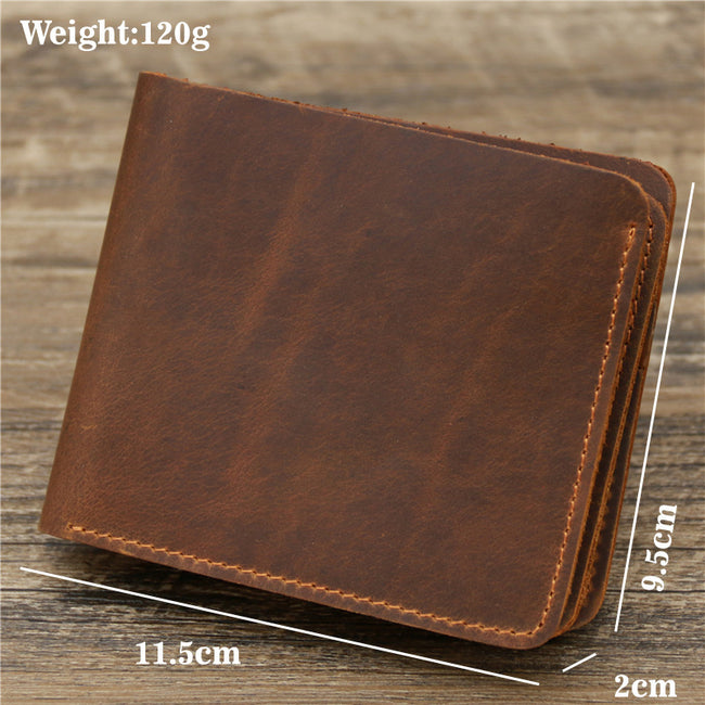 Men's Wallet Leather Wallet Retro Rough Tri-fold First Layer Cowhide Main Image