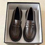 New Chunky Heel Platform British Style Leather Shoes Women