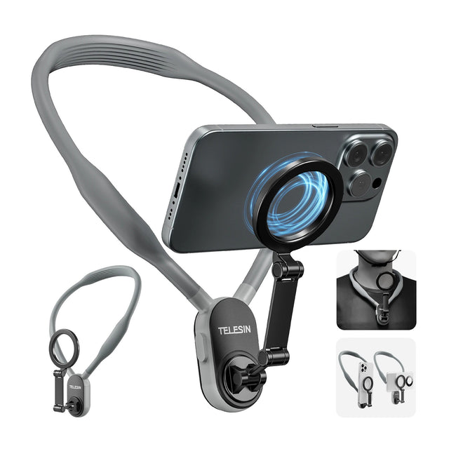 Silicone Phone Magnetic Neck Mount Quick Release Hold For Phone Magsafe Magnetic Suction Cell Phone Neck Hanging Bracket Hover Image