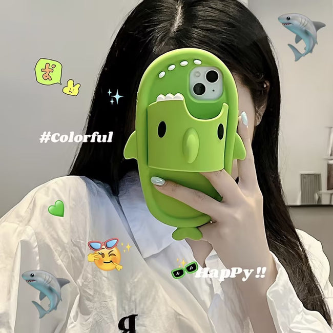 Funny Shark Slipper Phone Case For Iphone 11 12 13 14 Pro Max Creative Soft Silicone Shockproof Protective Full Cover For Apple Main Image