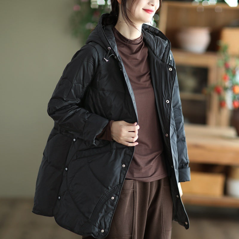 Women's Warm Single-breasted White Duck Down Jacket