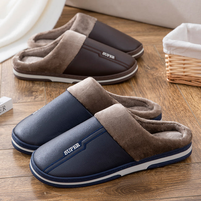 Winter Oversized Cotton Slippers Male PU Hover Image