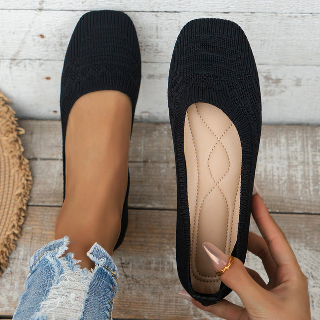 Women's Knitted Plus Size Flying Woven Breathable One Pedal Shoes Main Image