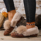 Cotton-padded With Velvet Lightweight And Comfortable Skin-friendly Plush Comfortable Versatile Women's Shoes